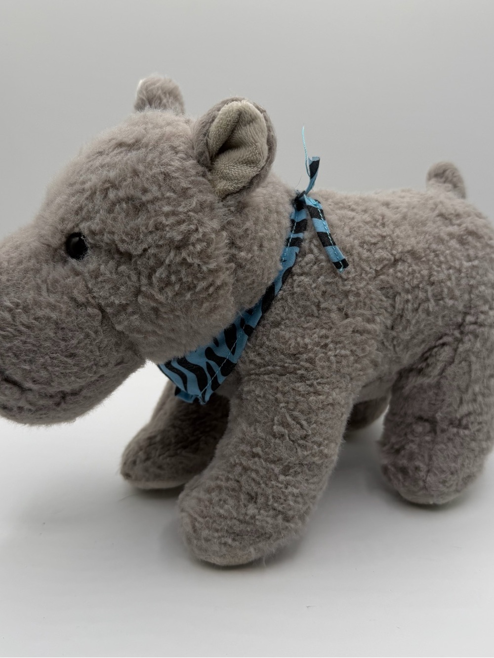 BJ Toy Co Rhino Plush 10" Gray Blue Bandana 2019 Safari Stuffed Animal